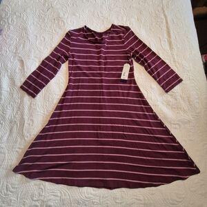 Arizona Jeans Co women's size XS maroon with pink stripe tshirt dress NWT